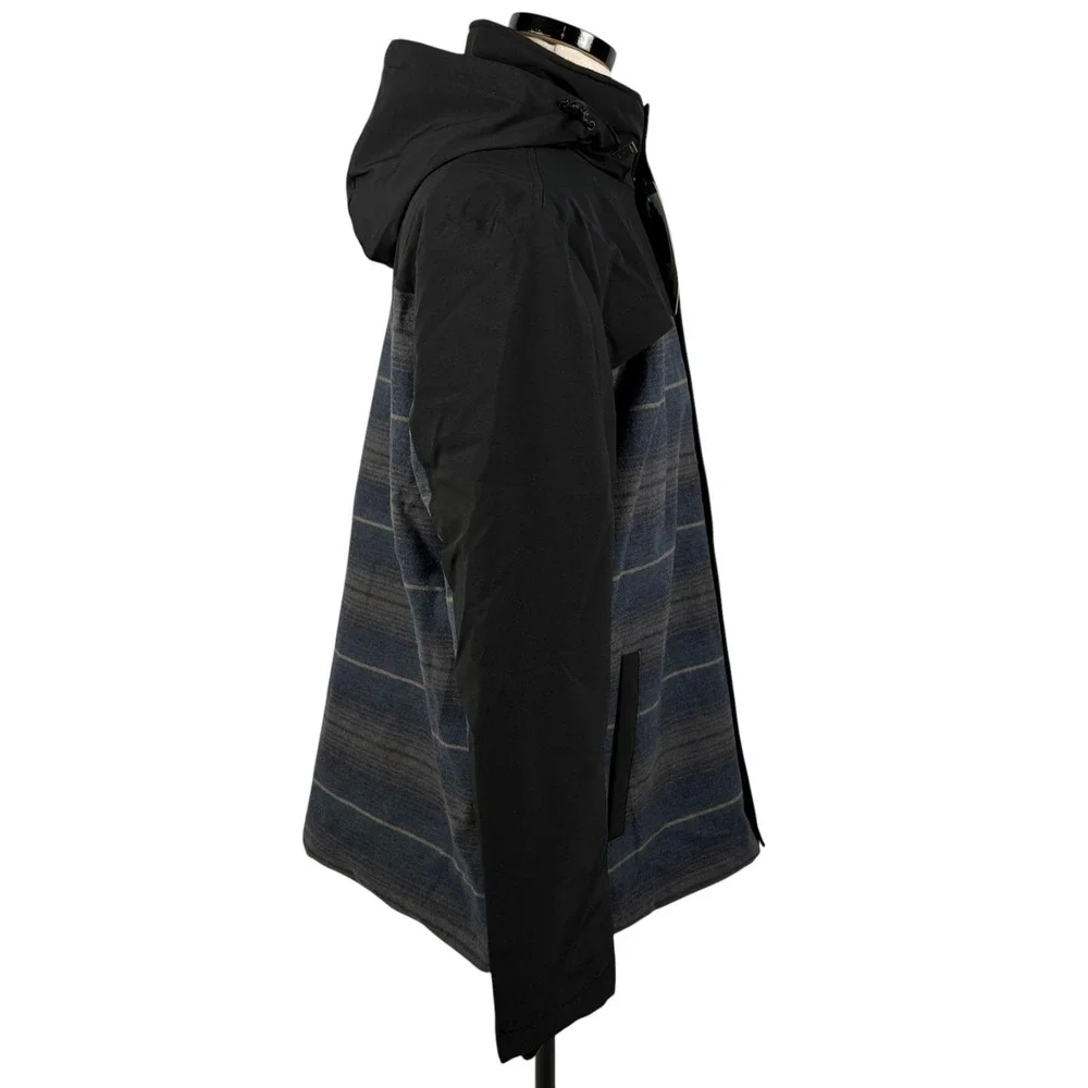Pendleton Hooded‎ Wool Blend Jacket Mens XL Blue Striped Removeable Hood NEW